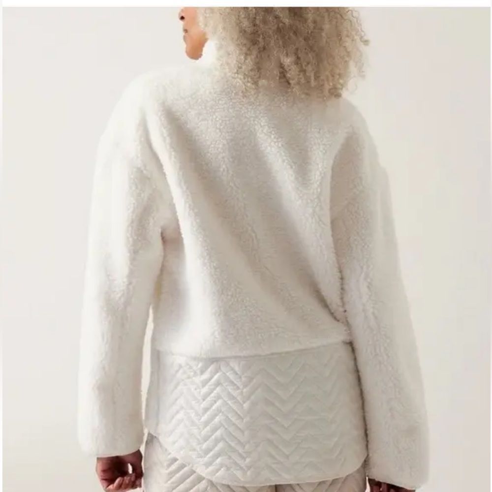 Athleta Cozy Sherpa Snap Sweatshirt // Magnolia White - Picture 2 of 6